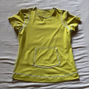 Y2K Athleta Neon Yellow Athletic T-Shirt with Pocket
